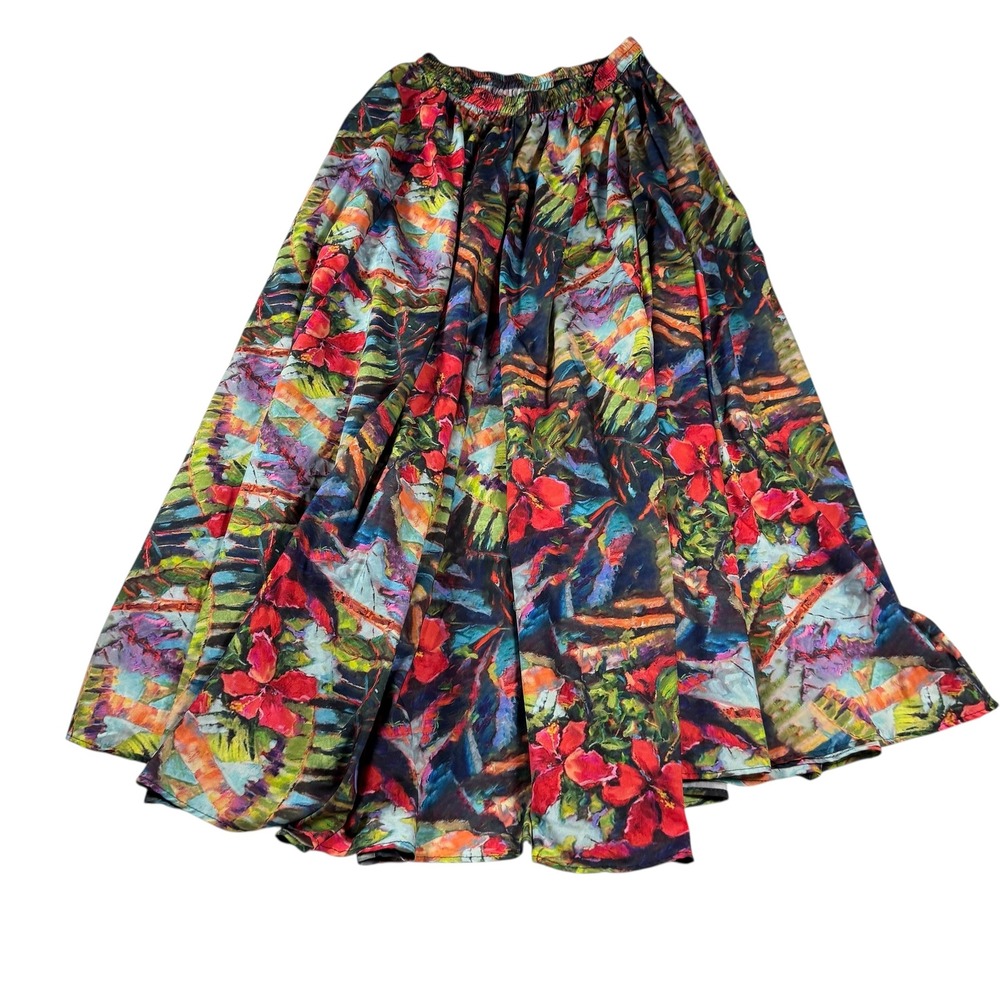 Rachel Rachel Roy Floral Tropical Maxi Skirt Multicolor Elastic Waist Medium